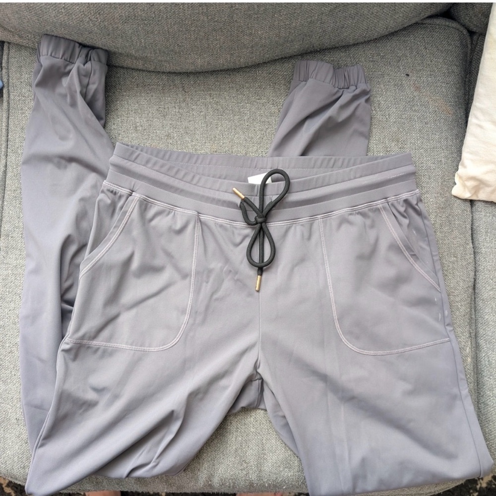 ZYIA Light Gray Track Joggers with Drawstring
